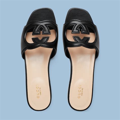 gucci slide pool sandals|women's interlocking g slide sandal.